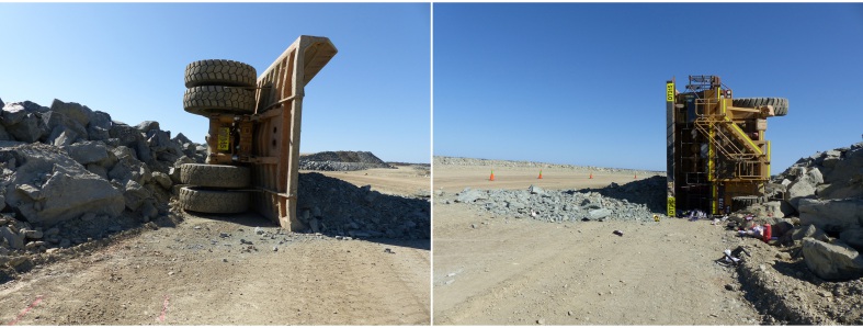 Rear and front views of the dump truck