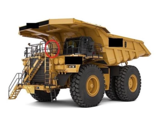 Location of the emergency ladder on a mining haul truck