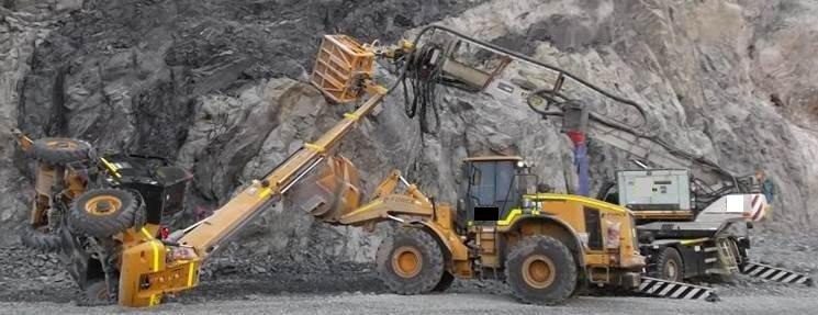 Incident scene showing position of tele-handler and attached work basket.