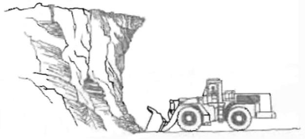 An undercut face showing overhang (diagram from Mine Safety and Health Administration, 2001)